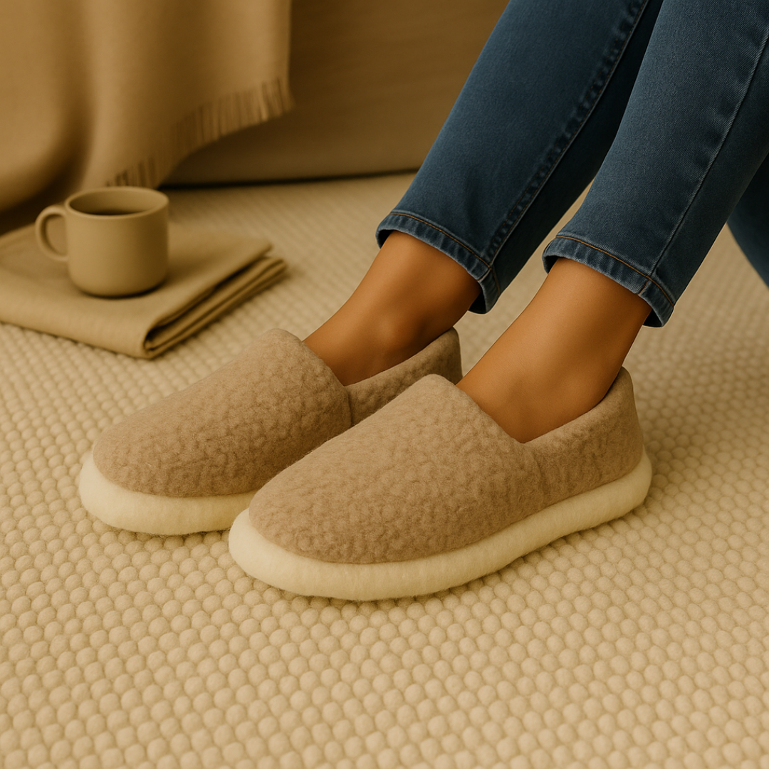 Merino wool slippers in neutral beige – timeless, cosy slippers for year-round comfort