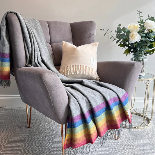McNutt Pure New Wool Throw Rainbow Stripe