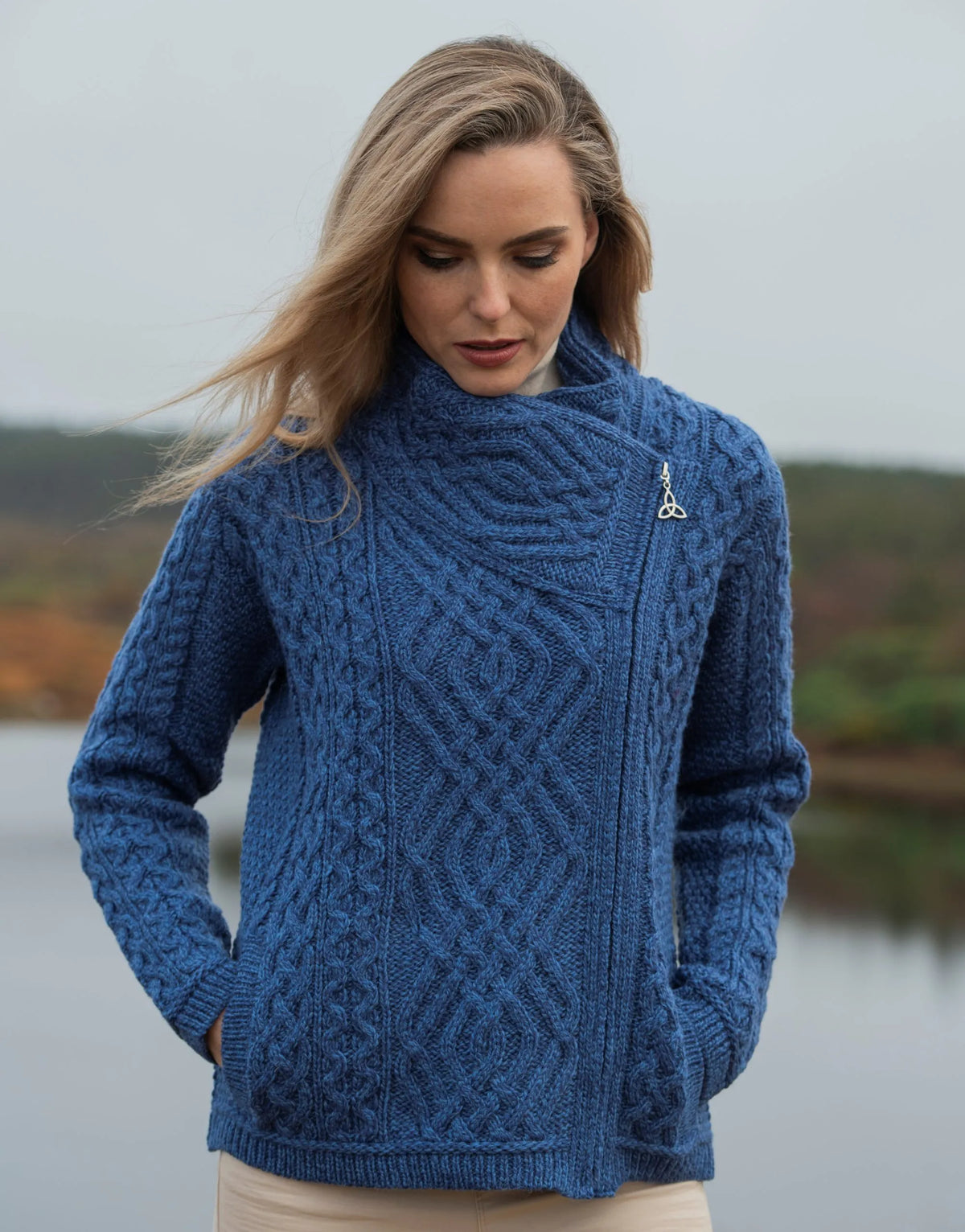 Merino Wool Biker Style Jacket - Blue