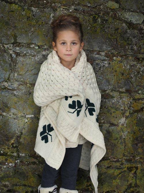 Aran Shamrock Baby Blanket