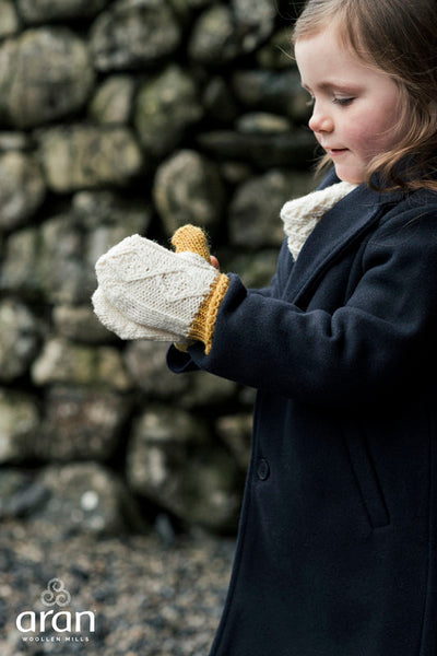 Aran Tricolour Merino Wool Mitts
