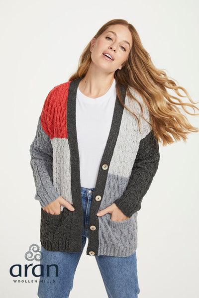 Aran Block Cardigan Super Soft 100% Merino Wool