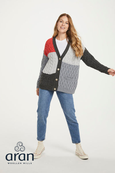 Aran Block Cardigan Super Soft 100% Merino Wool