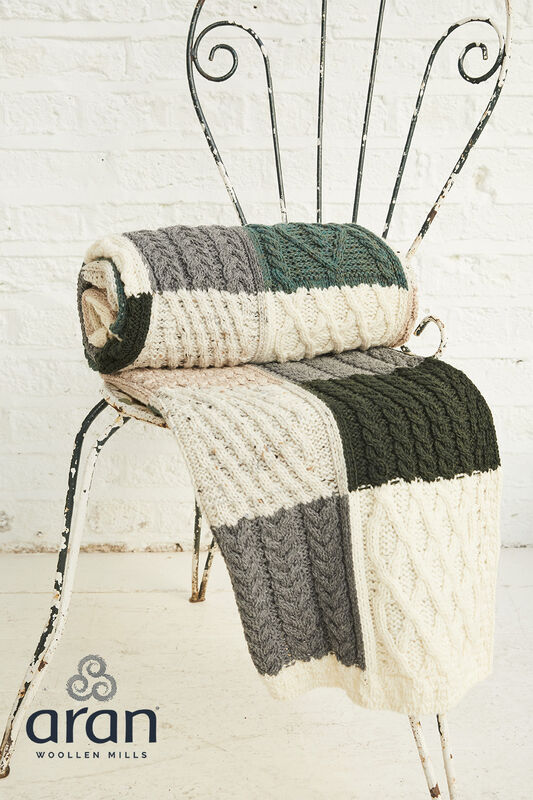 Aran Throw in Block 100%  Merino Wool