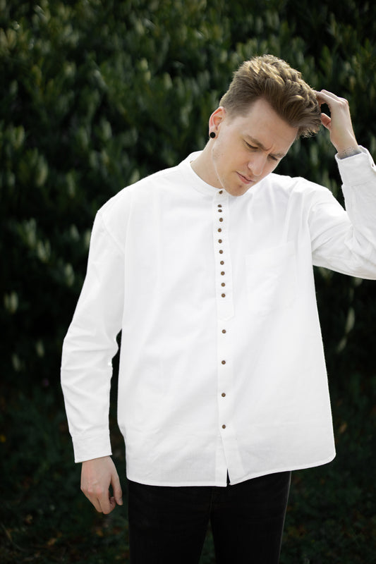 White Grandfather Shirt