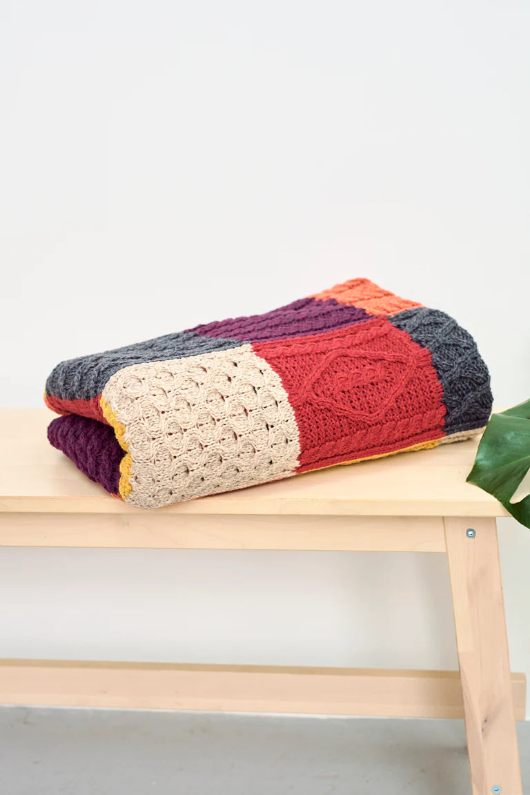 Aran Throw in Block 100%  Merino Wool