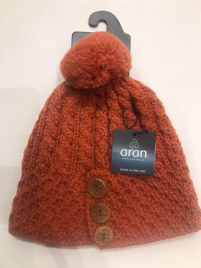 Aran Wool Hat On a Hanger