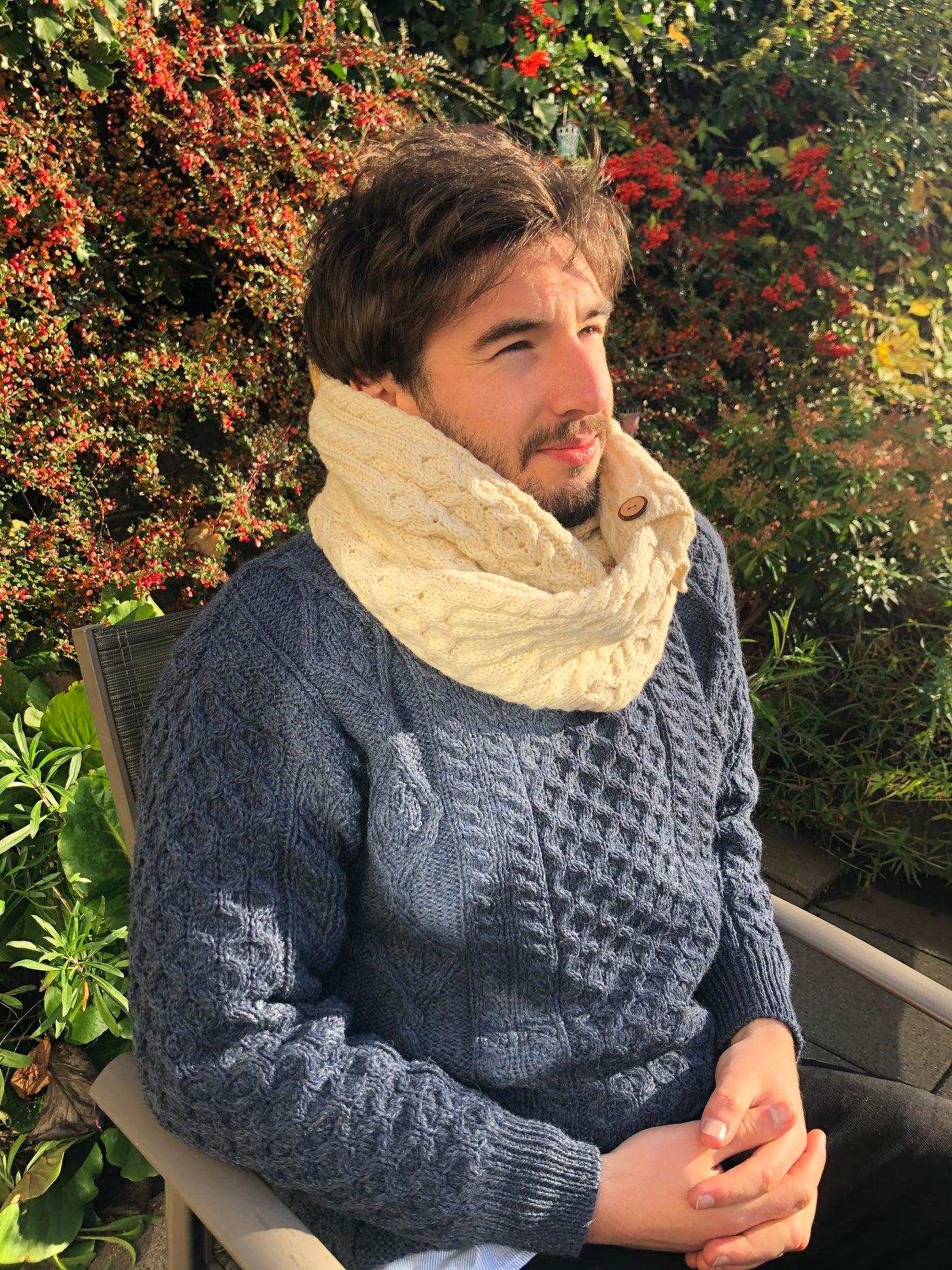 Aran Merino Wool Infinity Scarf Natural