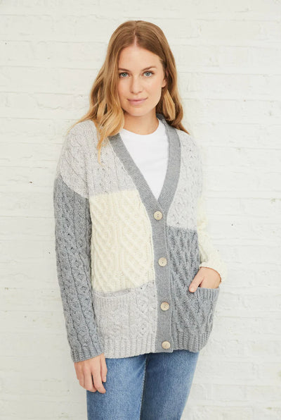 Aran Block Cardigan Super Soft 100% Merino Wool