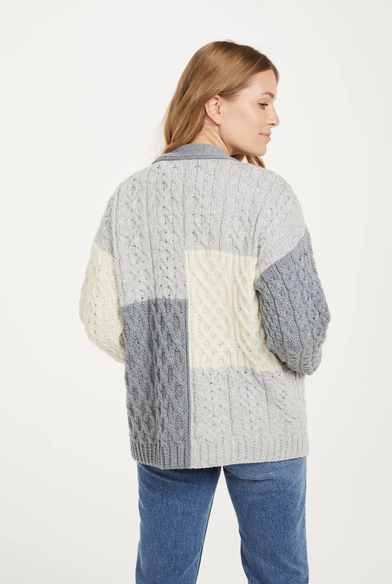 Aran Block Cardigan Super Soft 100% Merino Wool