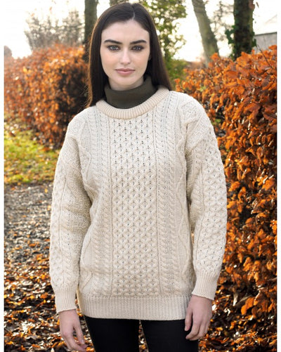 Ladies Light Aran Sweater Natural