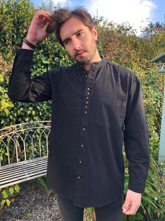 Black Grandad Flannel Shirt