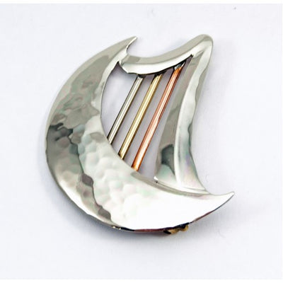 SIlver Harp and Moon Brooch