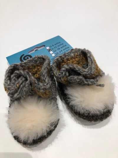 Grey and Mustard Baby Shoes Made from Wool