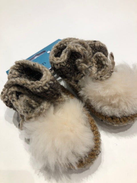 Brown Wool Baby Shoes