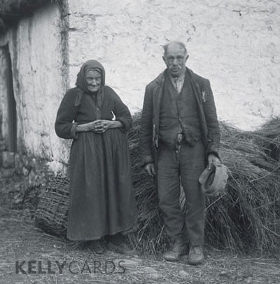 Black and White Postcard of two rural Ireland farmers