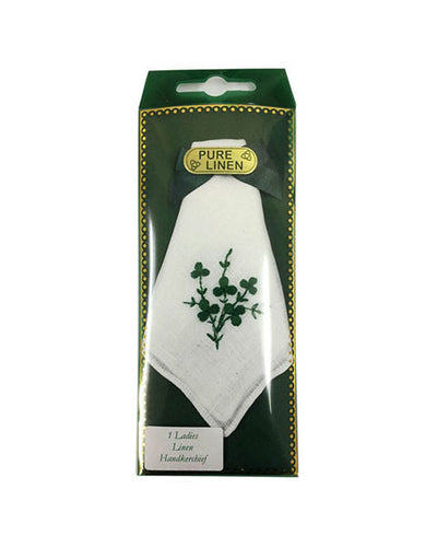 Ladies linen handkerchief shamrock