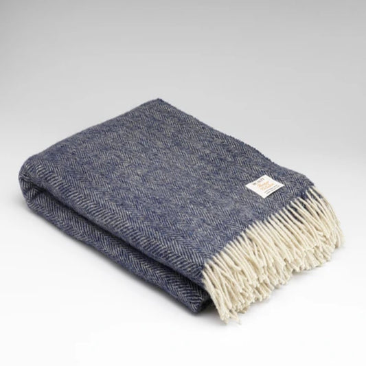 Mc Nutt Pure New Wool Throw Midnight Herringbone