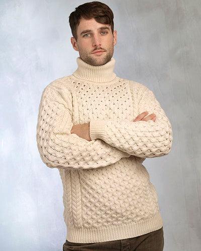 Aran Sweater Polo Neck natural