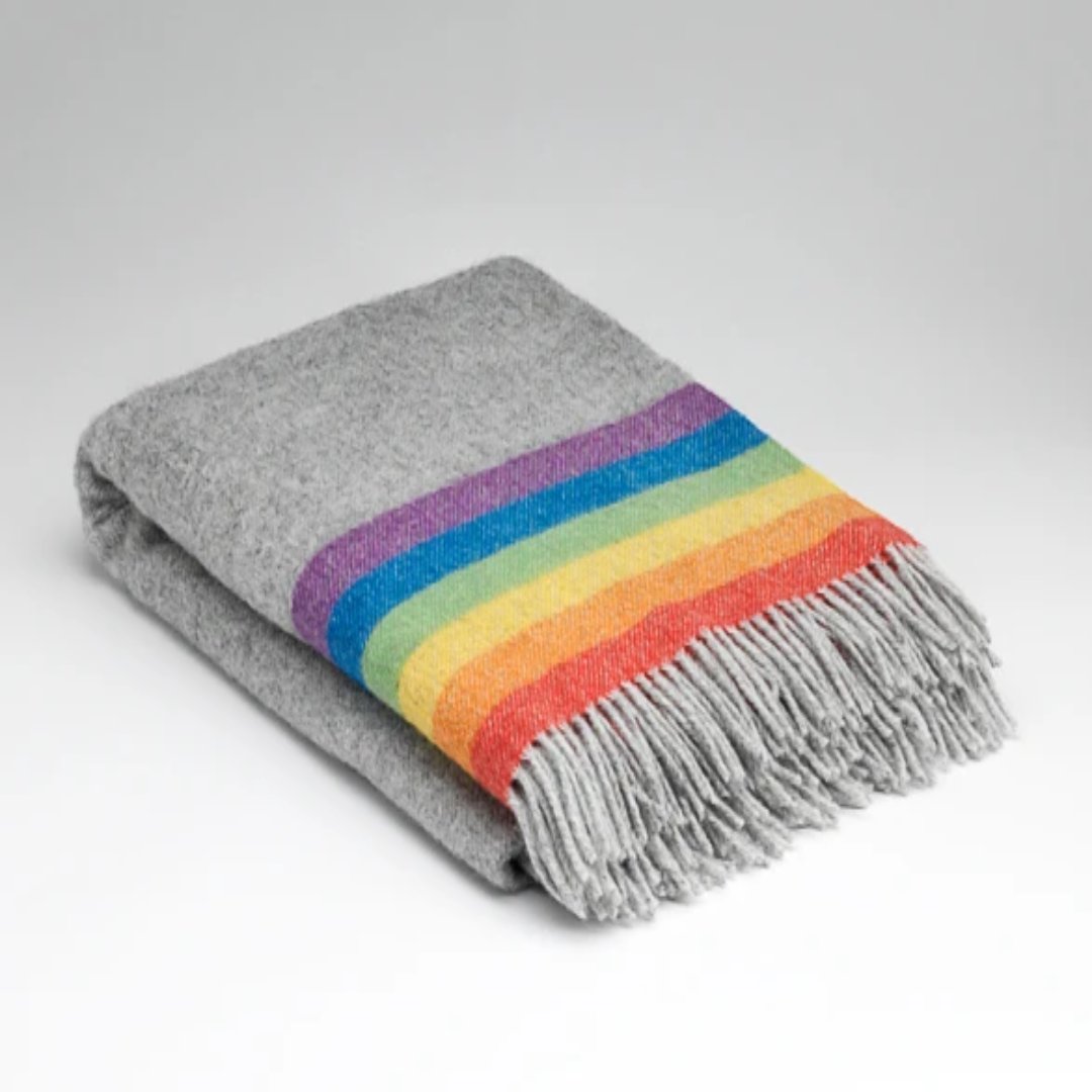 McNutt Rainbow Stripe Pure New Wool throw