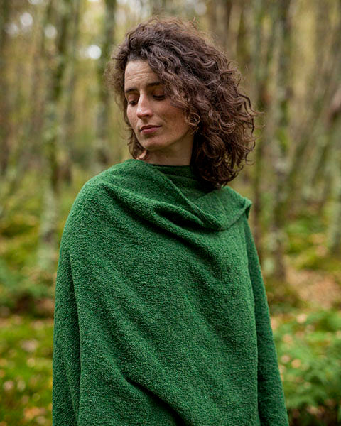 Ruana Lambswool Cape made by Kerry Woolen Mills in Emerald Green