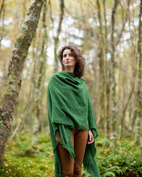 Ruana Lambswool Cape made by Kerry Woolen Mills in Emerald Green