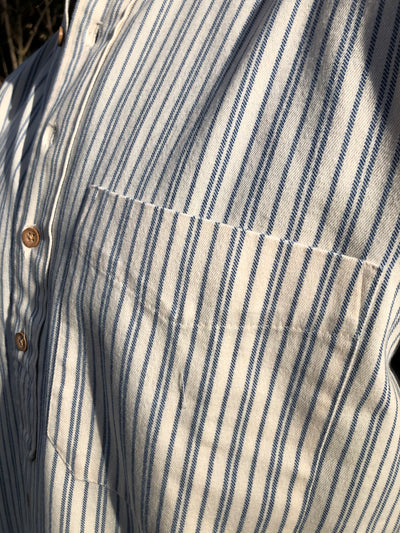 Blue Stripes on a flannel grandad shirt