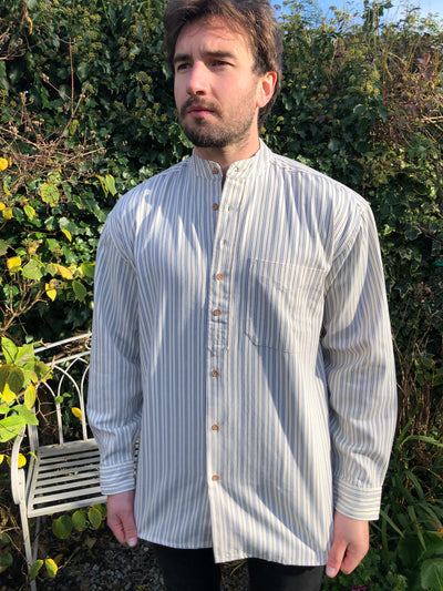 Blue Stripe Grandad Shirt