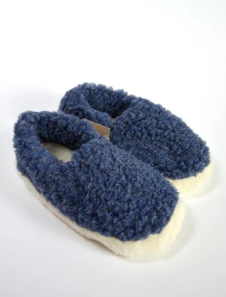 Blue Merino Wool Slippers 