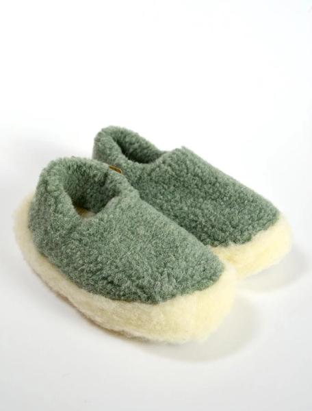 Green Merino Wool Slippers