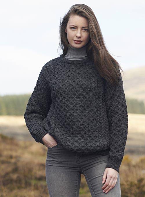 Aran sweater merino charcoal 