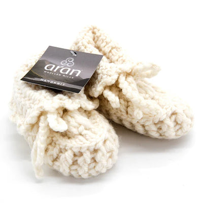 Aran Hand-knit baby booties