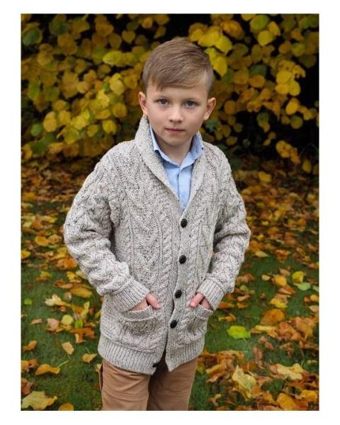 Aran Kids Shawl Collar Cardigan