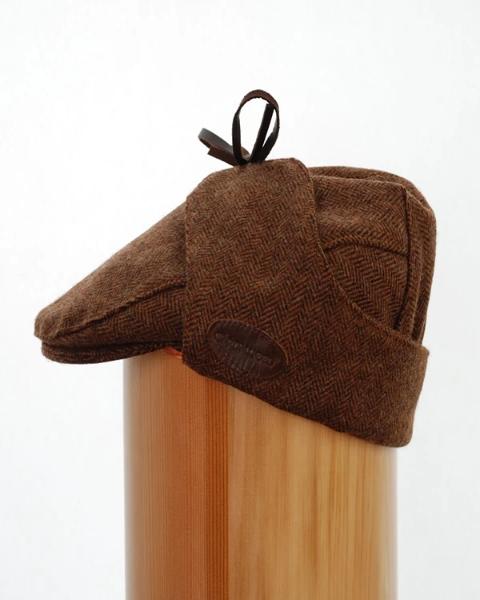 Carnaween cap brown herringbone flaps