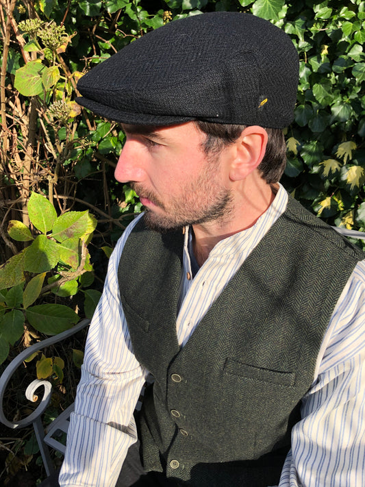 Dubliner Black Flat Cap
