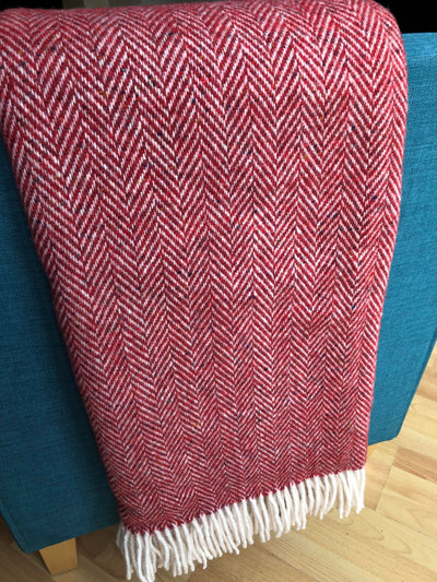 Red Hand Woven Throw