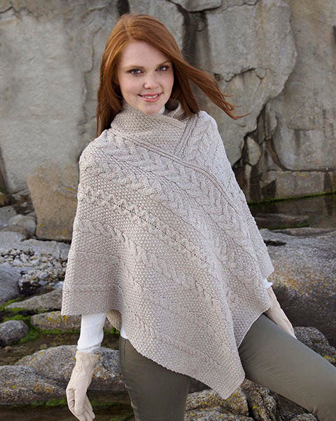 Aran poncho merino wool oatmeal