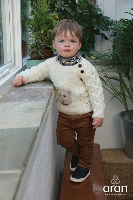Childrens Aran Sweater WIth Sheeps Face
